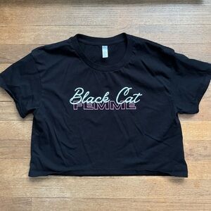 Black cat femme crop top sz small